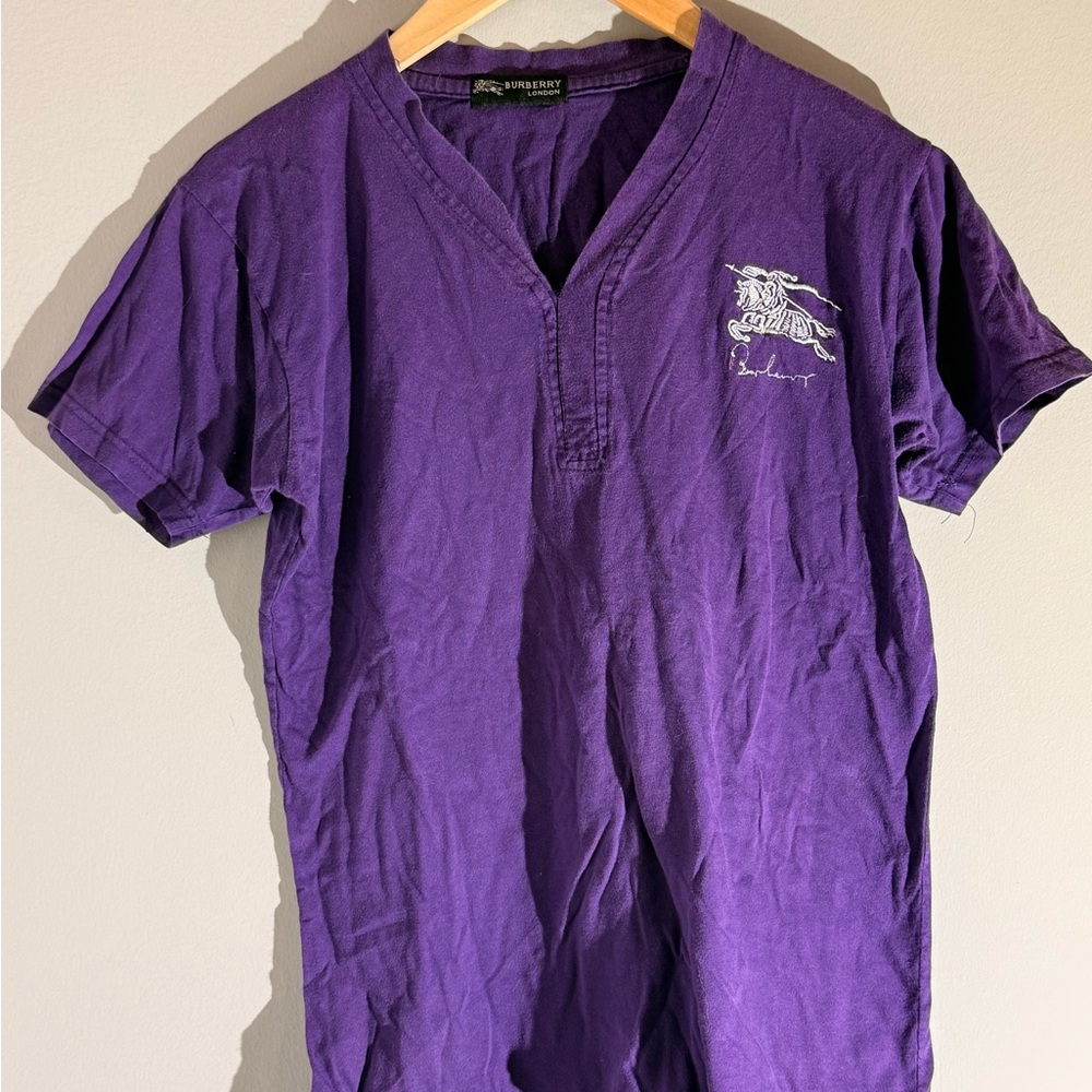 Burberry Purple V-Neck T-Shirt
